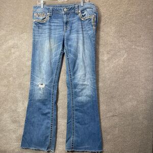 Miss Me Jeans Women 33 Signature Embellished Pocket Stretch Boho Western Boot